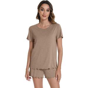 Ensemble de pyjama à manches courtes pour femmes personnalisé en viscose de bambou, vêtements de nuit, tailles S-XXL - Product Image 2