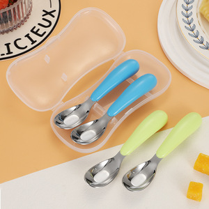 Cuchara para bebé de acero inoxidable 316, color sólido cónico, para utensilios de alimentación para niños de 0 a 12 meses - Product Image 2