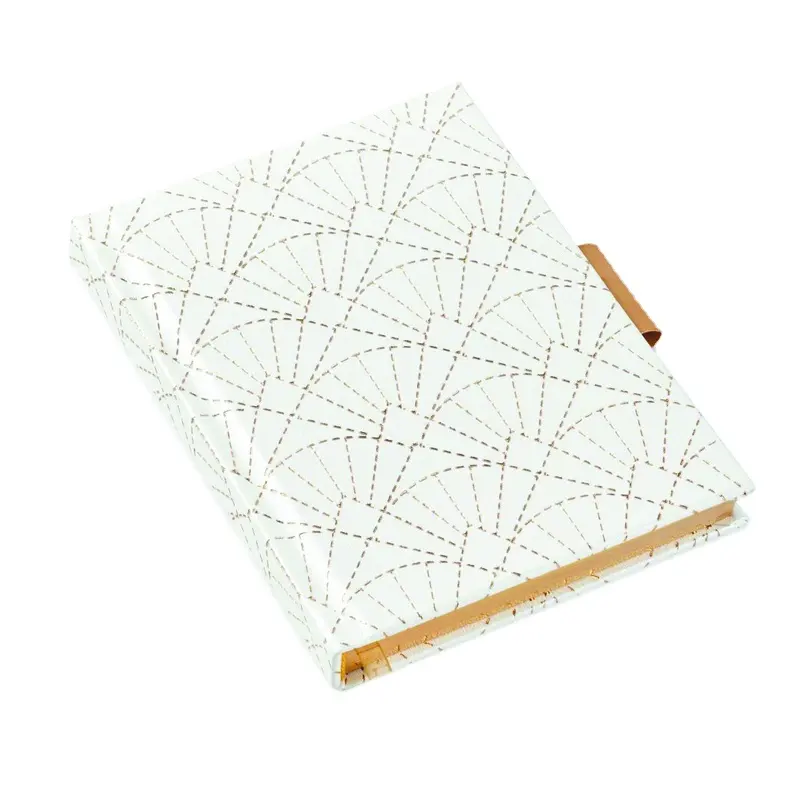 Tampa dura personalizada da coluna duro giled edge notebook com suporte de caneta