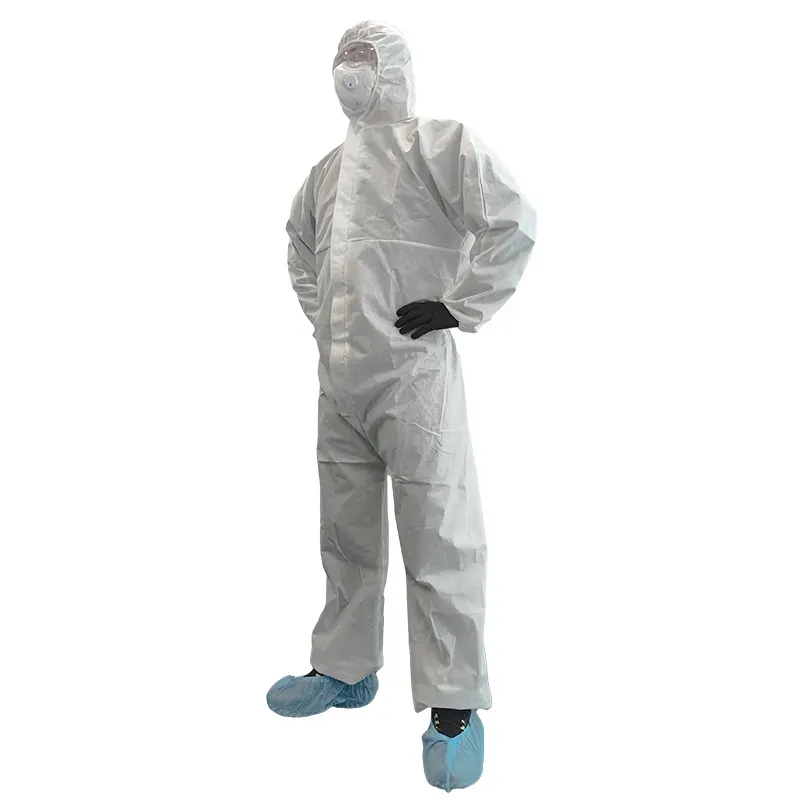 帯電防止化学防護服フードCE認定微孔性不織布PPEスーツカスタム使い捨てカバーオール