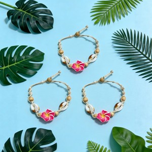 Cross-border European and American vacation style polymer clay flower <b>bracelet</b> <b>set</b>, hand-woven seashell <b>bracelet</b>, simple - Product Image 4