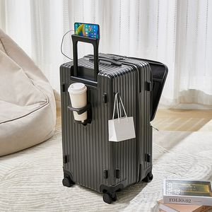 यात्रा सूटकेस फ्रंट खोलने वाले लैपटॉप बोर्डिंग केस यूएसबी चार्जिंग ट्रॉली केस 24 "26" 30 इंच एब्स + पीसी सामान लॉक - Product Image 2