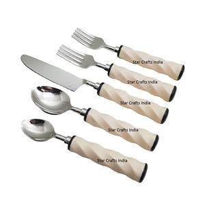 Cucharadas de acero inoxidable, madera y mango de resina, venta al por mayor, juego de cubiertos, juegos de vajilla, gran oferta - Product Image 1