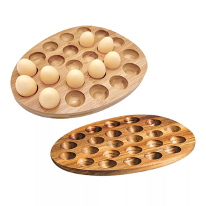 Reversible <strong>Wood</strong> Deviled <strong>Egg</strong> <strong>Tray</strong> and Charcuterie Board Cheese Serving Platter - Product Image 1