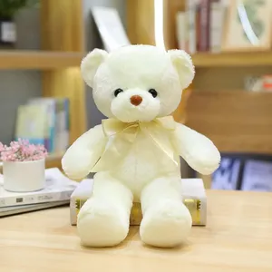 Ucuz Mini peluş toplu peluş oyuncak beyaz sevimli papyon ayı bebek yumuşak peluş oyuncak hediye