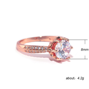 Anello da donna con sei punte in finto diamante, con pietre incastonate, per matrimonio, uso quotidiano, banchetti, gioiello regalo - Product Image 3