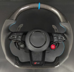 Volant de voiture personnalisé en fibre de carbone avec palettes de changement de vitesse pour <span class=keywords><strong>Audi</strong></span> RS A3 A4 <span class=keywords><strong>A5</strong></span> A6 A7 Q3 Q5 Q7 S3 S4 S5 S6 avec bouton Start-Stop - Product Image 1