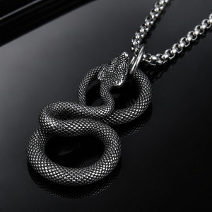 Collar con colgante de serpiente yunique para hombre, joyería con forma de animal de acero inoxidable, accesorio de moda para regalo - Product Image 4
