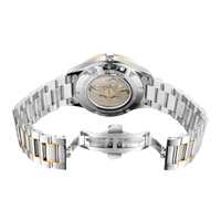 Montres automatiques mécaniques de luxe pour hommes, avec logo OEM personnalisé, cadran doré, style business, acier inoxydable.
