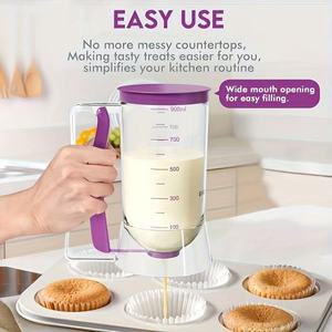900ml Batter Dispenser <b>Measuring</b> Cupcake Pancake Batter Pitcher Muffin Mix Dispenser with Handle for Baking - Product Image 1