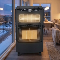 Chauffage au gaz portable d'intérieur à double zone de chauffage, chauffage infrarouge au gaz avec roues pour la maison, le magasin, la maison d'hôtes, le bureau