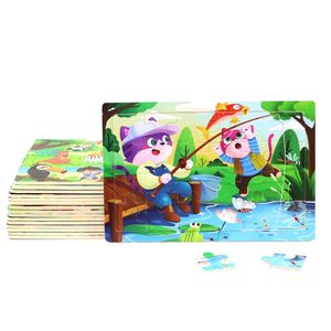 24 Piezas de Rompecabezas de Madera Creativos en 3D con Dibujos Animados de Animales para Niños, Juguetes Educativos para la Primera Infancia, Venta Directa del Fabricante - Product Image 1