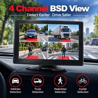 Système de détection d'angle mort BSD avec écran tactile de 10,1 pouces, système de caméra de recul à 4 canaux, kit pour camions lourds et flottes commerciales