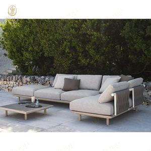 Factory Direct Hotel Ensemble de canapés d'extérieur en aluminium en forme de L pour patio et salon en teck - Product Image 1