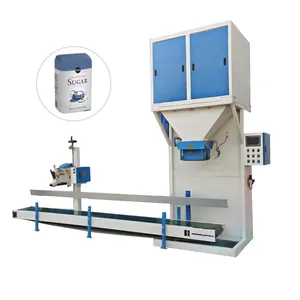 10-50kg Granule Grain Rice Sugar Bean Soybean Packaging Bag Packing Machine With Conveyor And Sewing Machine