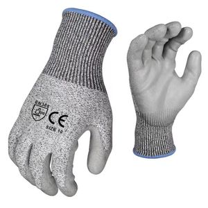 Anti corte Nivel 5 4x43c <span class=keywords><strong>PU</strong></span> recubierto guantes de trabajo HPPE forro guantes de seguridad transpirables - Product Image 1