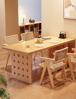 Table de salle à manger en bois massif avec panneau à trous ronds, style moderne et minimaliste, pour bureau à domicile - Vente en gros