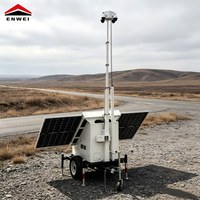 Caméra de surveillance solaire mobile sur remorque avec mât de 6m ou 9m pour la sécurité des chantiers à distance