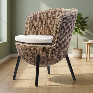 Siège de salon de haute qualité, chaise de jardin en bois d'acajou mélangé avec du rotin encadré et tissage de feuille de banane - Product Image 3