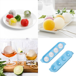 Модернизированная силиконовая форма для изготовления шариков для льда с 4 полостями, большой круглый лоток для льда, легкий выпуск, без BPA, для виски, коктейль-бар - Product Image 6