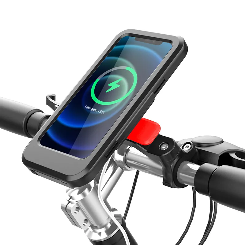 Super Quality Wireless Charger Waterproof Bike Mobile Phone Bag Bracket Height Adjustable Bicycle Motorbike Phone Holder