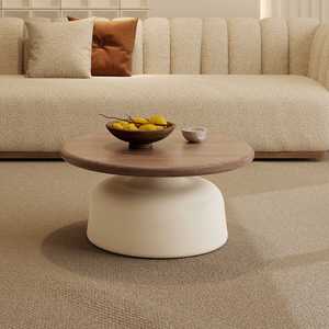 Set di Tavolini da Caffè Moderni per la Casa di Lusso in Legno e <span class=keywords><strong>Vetro</strong></span>, Rotondi e a Nuvola, Stile Nordico <span class=keywords><strong>Nero</strong></span> e Crema per Soggiorno - Product Image 2