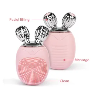 2 Trong 1 Mặt Con Lăn Tẩy Tế Bào Chết Không Thấm Nước Rung Silicone Mặt Massager Làm Sạch Rửa Bàn Chải Điện Mặt Làm Sạch Bàn Chải