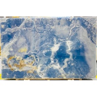 Plan de travail de cuisine en marbre onyx bleu naturel, dalle de marbre onyx bleu ciel clair pour la décoration intérieure