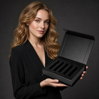 Ensemble de 5 boîtes cadeaux magnétiques personnalisées, emballage en papier de luxe et logo en relief, doublure en éponge pour parfum et diffuseur