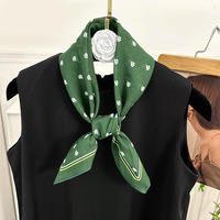 Selendang Katun Motif Polkadot Persegi, Selendang Bermotif Bunga Mewah, Pelindung Leher Serbaguna, Jilbab Lipit Kecil, Ikat Rambut Cepat