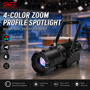 Mini Faro Ellissoidale LED RGBW da 60W con Zoom e Controllo DMX512 IP33 per Sale Banchetti e Musei - Product Image 1