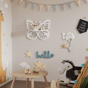 Étagère murale en forme de papillon, présentoir mural mignon pour chambre d'enfant, <span class=keywords><strong>petite</strong></span> étagère décorative murale, rangement de décorations - Product Image 2