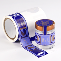 Étiquettes personnalisées avec logo, bouteille en verre bleue, rouleau adhésif, impression personnalisée imperméable pour l'emballage des produits, provenant du fabricant