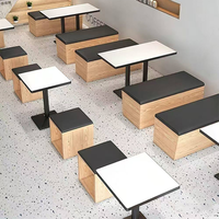Ensemble de mobilier commercial pour restaurant : banquette murale et table ronde murale pour café et salon de thé