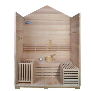 Sauna Exterior Blanca para 4 Personas, de Cedro Rojo Sólido, Moderna y Tradicional, con Ventana Transparente, Capacidad de 6KW - Product Image 5