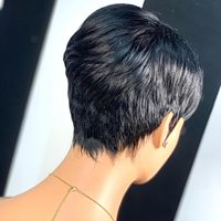 Perruques Pixie Cut pour femmes noires, courtes et droites avec frange, couleur naturelle, cheveux humains brésiliens Remy courts, perruque fabriquée à la machine