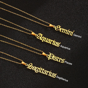 Kalung Liontin Zodiak Berlapis Emas dari Baja Anti Karat Grosir, 12 Rasi Bintang Astrologi Horoskop - Product Image 4