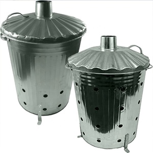 Portatile 90l acciaio zincato combustione foglie di carta di legno pattumiera rifiuti giardino bruciatore inceneritore bidone del fuoco - Product Image 4
