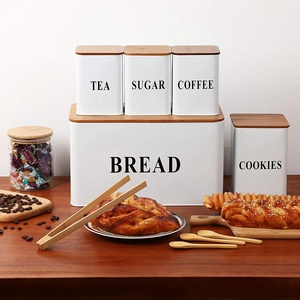 Metal <strong>Kitchen</strong> Storage <strong>Square</strong> Bread <strong>Bin</strong> and Canisters Set of 5 - Product Image 3
