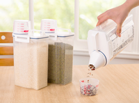 Récipient de stockage pour riz 2/4 L - Contenant hermétique pour aliments secs, distributeur de farine avec tasse à mesurer + bec verseur