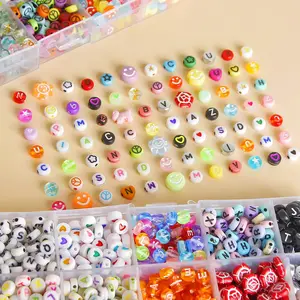 JC vendite calde 500g lettere acriliche perline, 4*7mm perline piatti rotondi in acrilico lettere per la creazione di gioielli