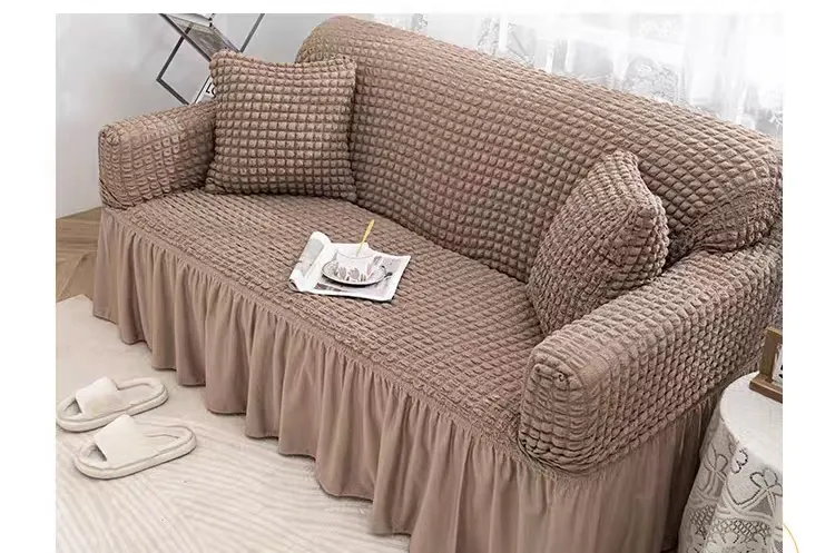 Hot selling 3D bubble design spandex double Single Seat sofa cashing cover with skirt one seater