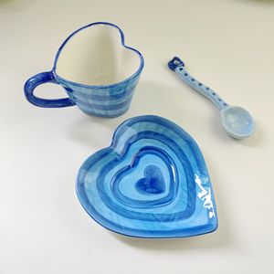 Taza y Platillo <span class=keywords><strong>de</strong></span> Cerámica con Forma <span class=keywords><strong>de</strong></span> Corazón, Taza <span class=keywords><strong>de</strong></span> Café Irregular, Tetera para el Té <span class=keywords><strong>de</strong></span> la Tarde - Product Image 6