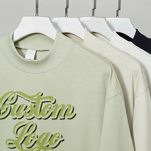 T-shirt Oem 280 Gsm à épaules tombantes en coton, col montant uni, poids lourd, t-shirts surdimensionnés personnalisés - Product Image 2