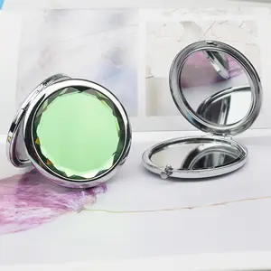 High-grade advertising gifts customized double-sided folding portable crystal makeup wholesale small mirror LOGO company giveawa