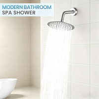 Pommeau de douche mural moderne 8 pouces en nickel brossé, effet pluie, haute pression, ultra-mince, en acier inoxydable, finition simple