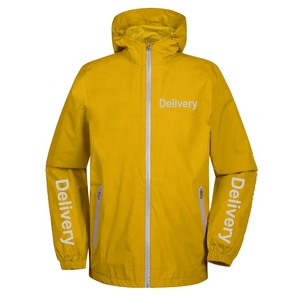 <span class=keywords><strong>Veste</strong></span> de <span class=keywords><strong>pluie</strong></span> imperméable à col montant fin et enduit, uniforme de travail pour les livreurs et les cyclistes, avec logo personnalisé - Product Image 4