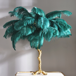 Lámpara <span class=keywords><strong>de</strong></span> Mesa Decorativa con Palmera, <span class=keywords><strong>Plumas</strong></span> <span class=keywords><strong>de</strong></span> Avestruz y Latón, la Más Popular <span class=keywords><strong>de</strong></span> Fábrica en Dorado, Rosa, Blanco, Morado, LED 10 50 DC - Product Image 6