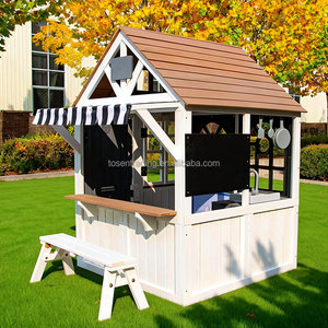 Nouvelle maison de jeu en bois pour enfants conçue pour l'extérieur, jeu d'imitation, avec un trou pour chien en plastique, un petit tableau noir - Product Image 4