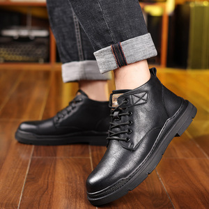 Botas Martin para hombre, otoño-invierno, forro polar negro, suela gruesa, zapatos de trabajo informales para exteriores, talla adulta 40-45 - Product Image 3